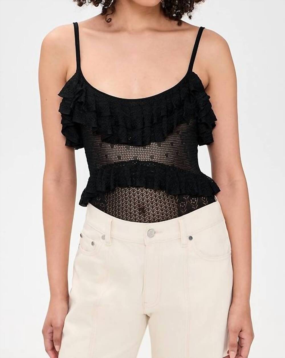 NEW ULLA JOHNSON bania knit bodysuit in black